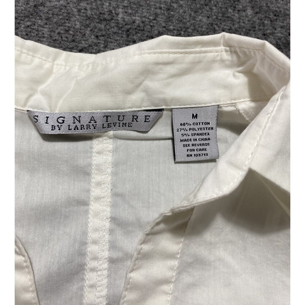 SIGNATURE BY LARRY LEVINE WOMENS COLLARED BLOUSE SHIRT SIZE M - Picture 2 of 9